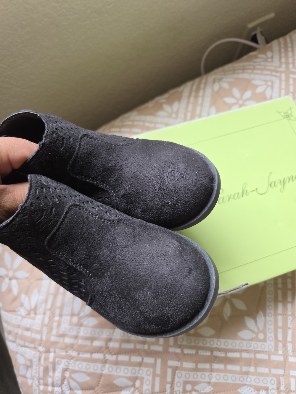 Kids Black Suede Slip-On Shoes